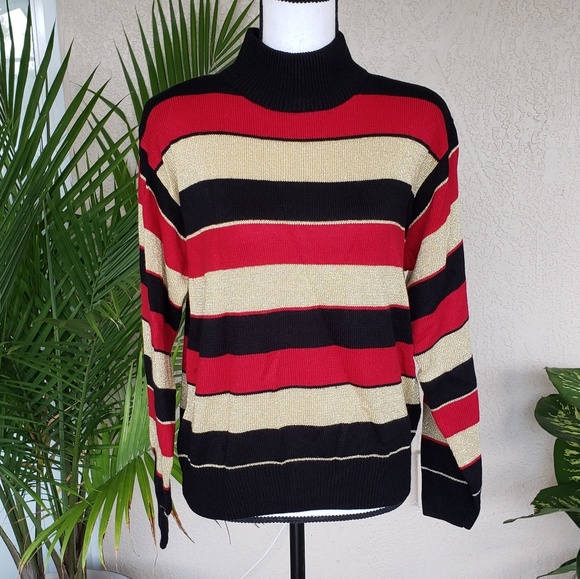 Dress Barn Sweaters - Dressbarn black, shimmer gold, and red sweater Dress Barn Sweaters - Dressbarn black, shimmer gold, and red sweater